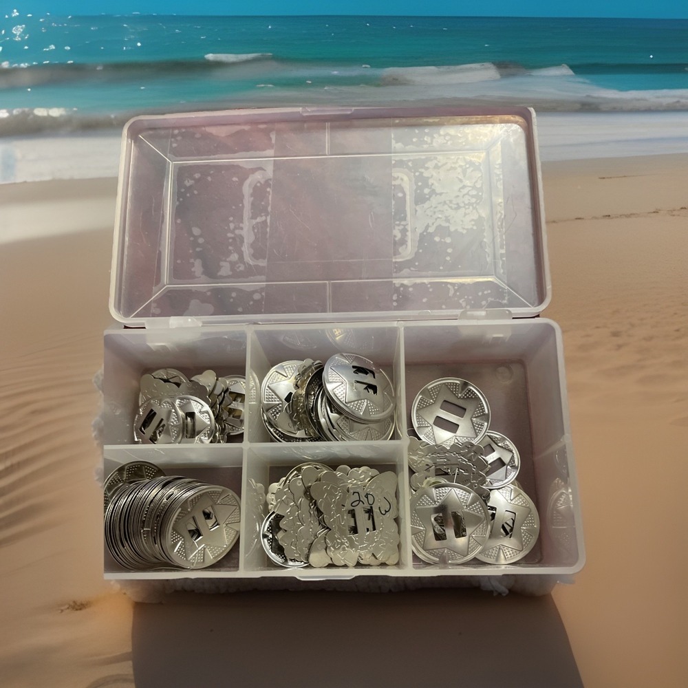 Miscellaneous pcs Silver Tone Metal‎ Western Slotted Conchos Craft Magnetic Fun
